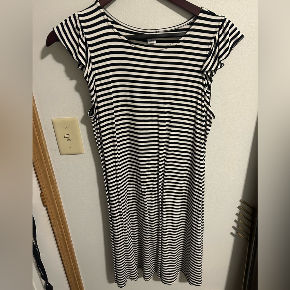 Blue and white stripped dress